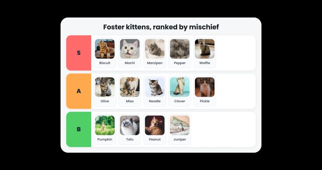 Tier List widget preview