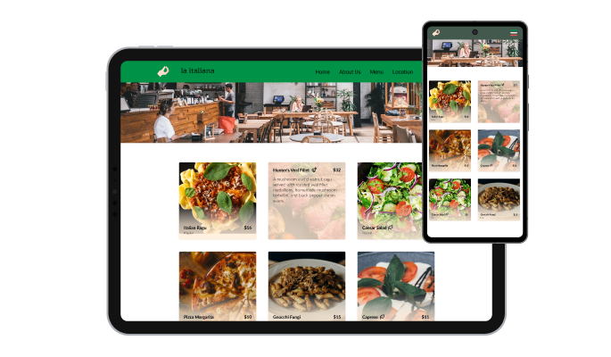 Restaurant Menu Flip Cards - Perfectly Responsive Design for your Yola website