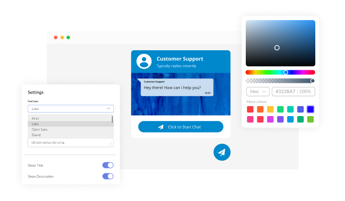 Telegram Chat - The integration design is fully customizable