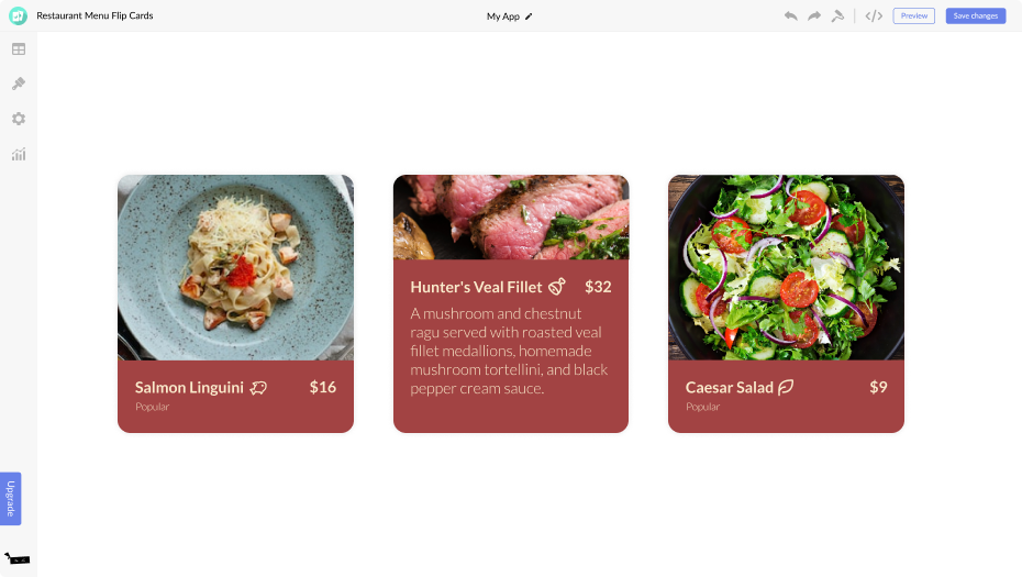 Restaurant Menu Flip Cards for WordPress