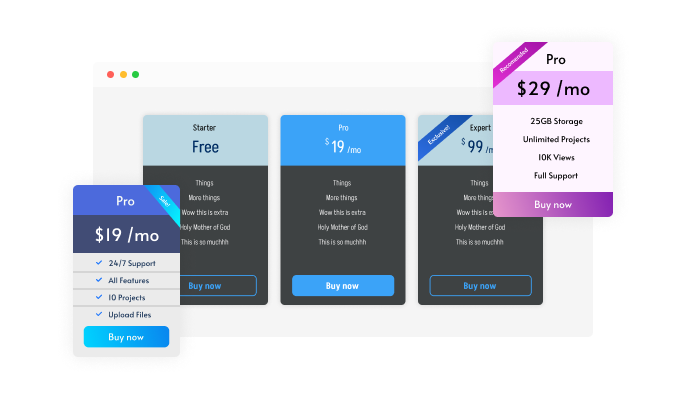 Pricing Tables - Enable Ribbons on the Pricing tables for Yola