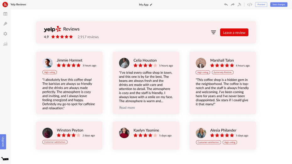 Yelp Reviews for Webflow