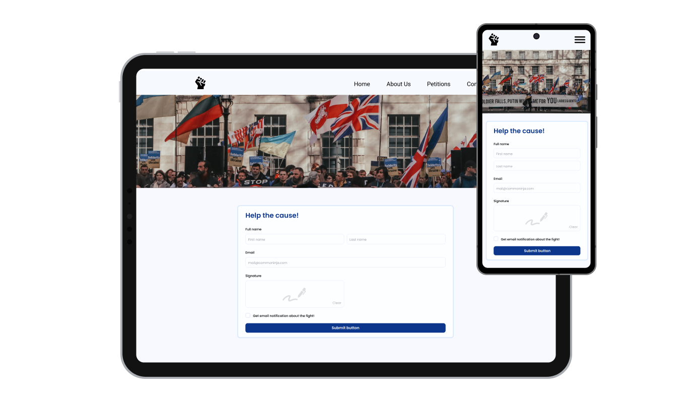 Petition Form - Mobile-Optimized: Shift4Shop Petition Form That Looks Great on Any Device