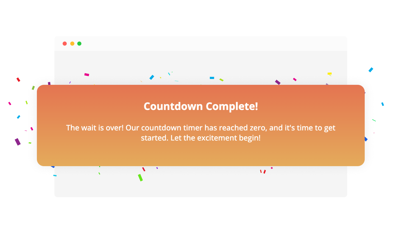 Countdown - Celebratory Confetti Animation and Customized Message