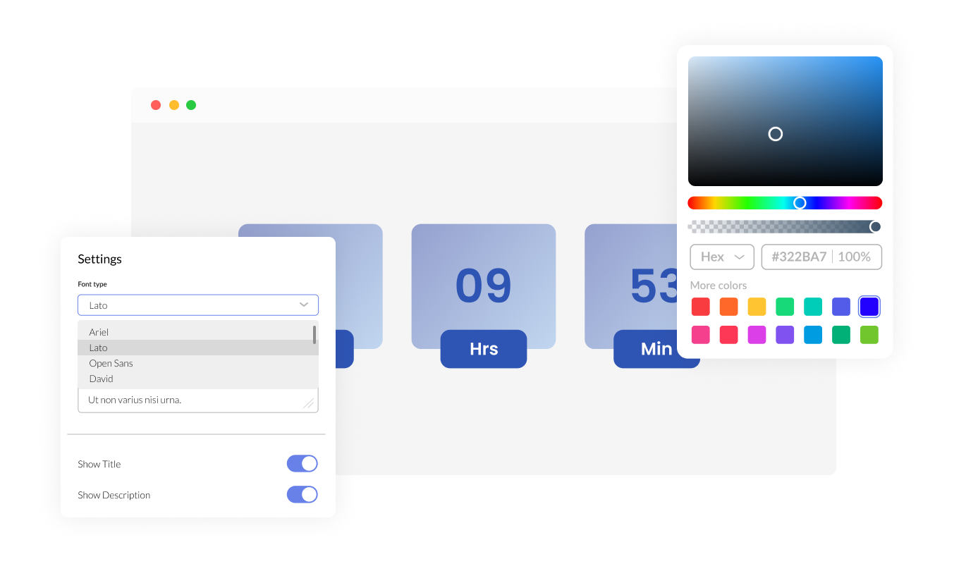 Countdown - Full Color and Font Customization for Yola Countdown