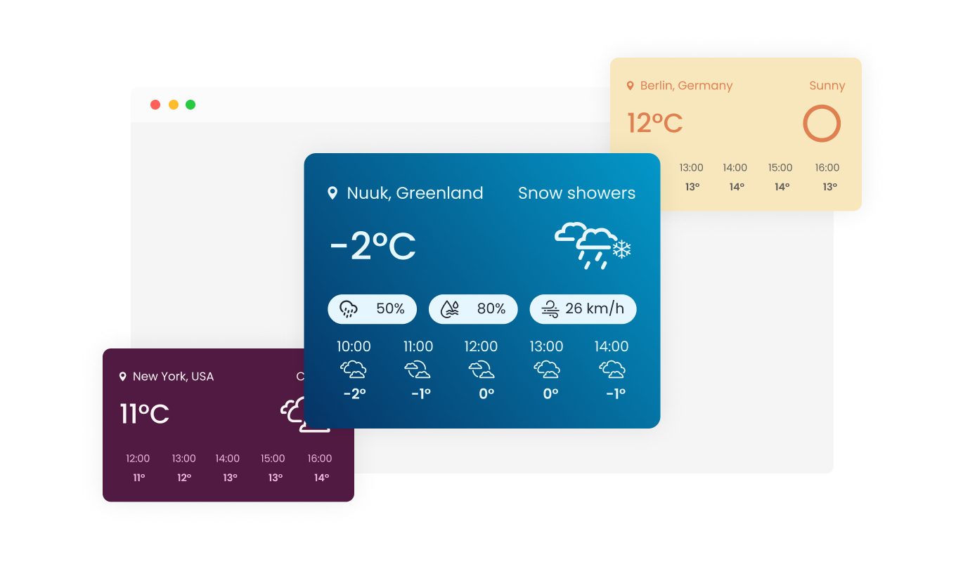 Live Weather Forecast - Multiple Skins for Webflow Live weather forecast integration
