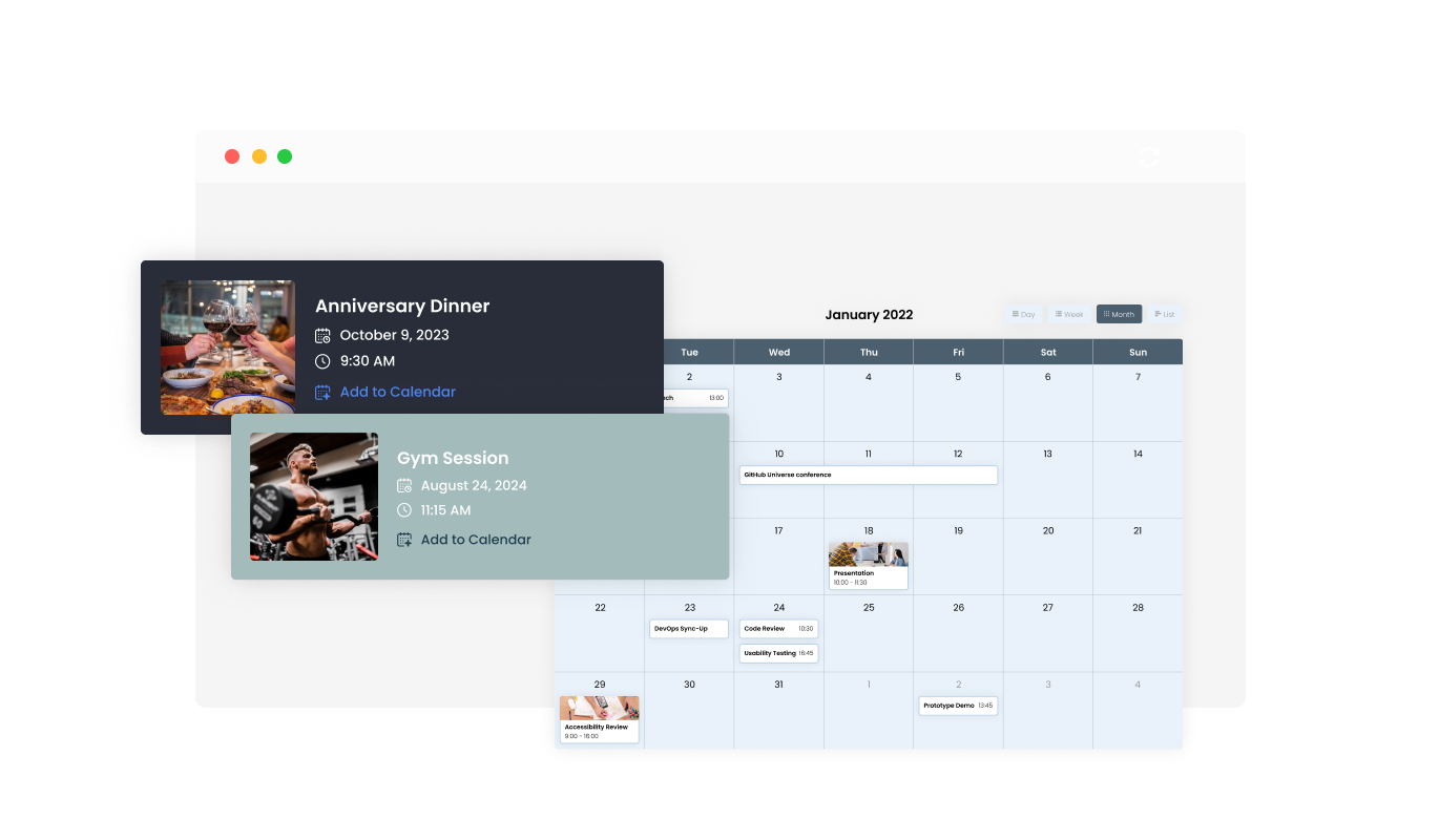 Calendar - Enhance Event Visualization with Media Integration in Duda Calendar