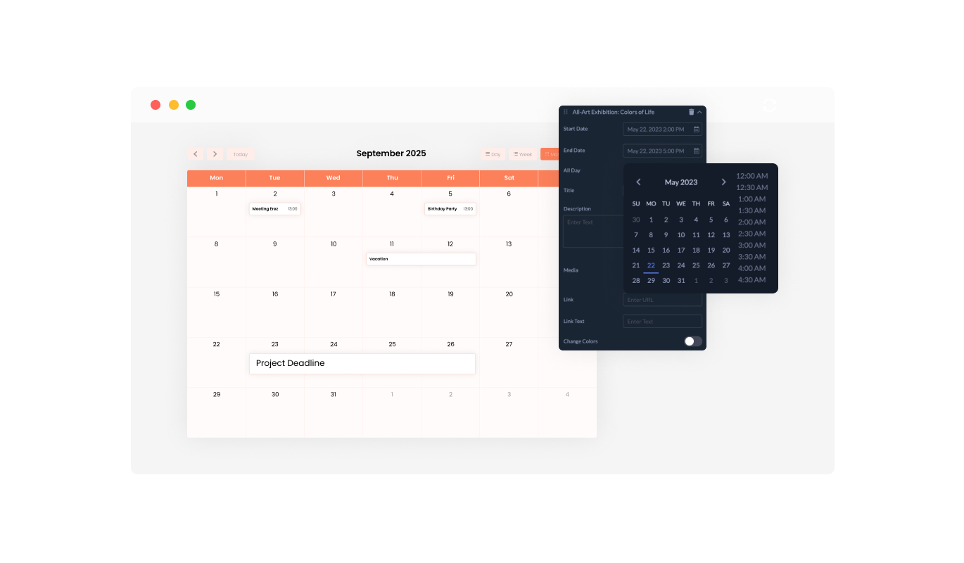 Calendar - Tailor Your Calendar's Start Date with Shift4Shop app