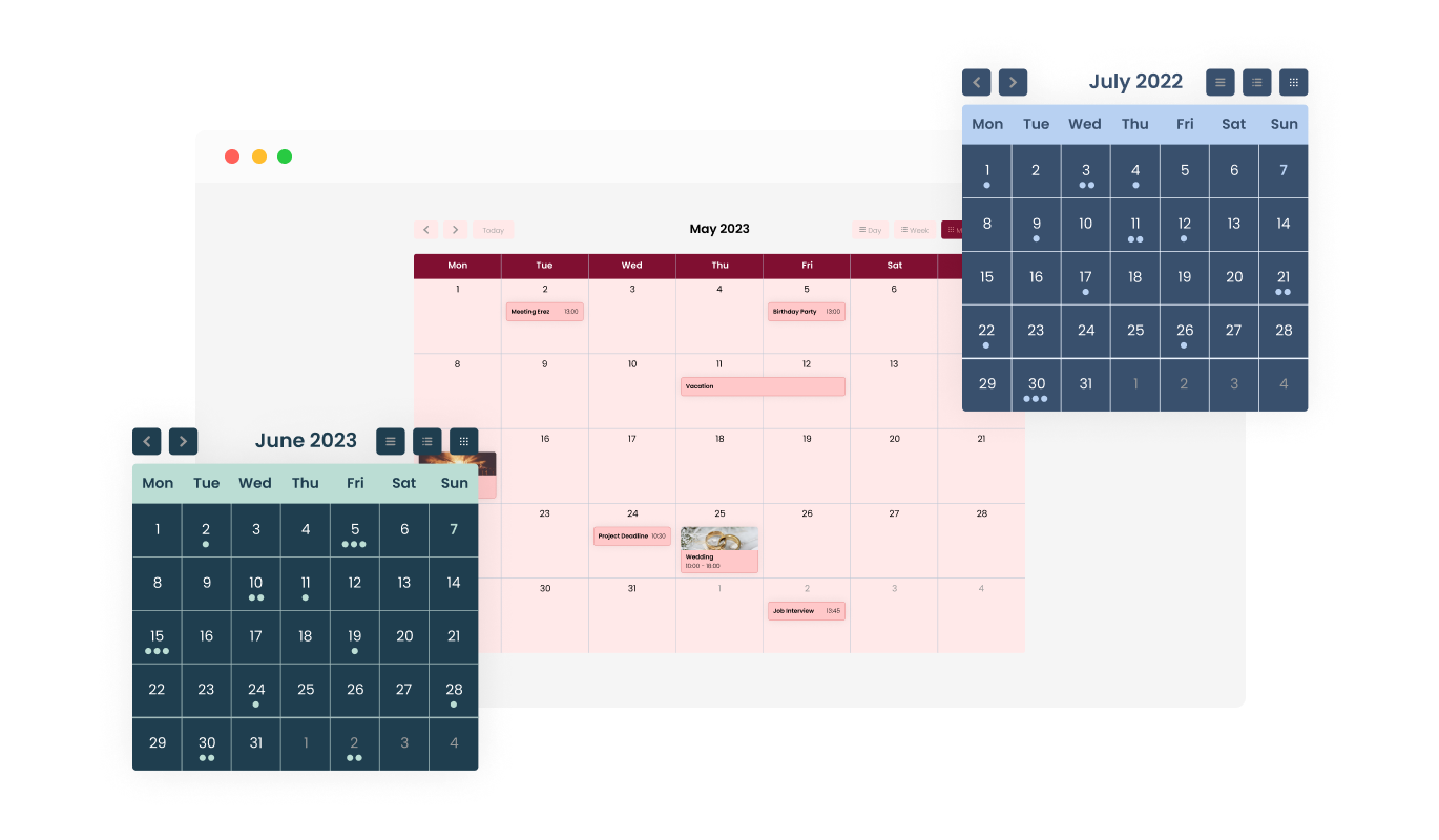Calendar - Simplify Design with Multiple Skins for Elementor Calendar