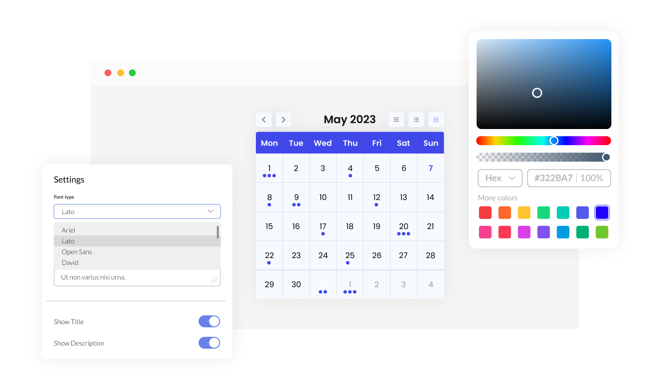 Calendar - Create Your Unique Look with Shift4Shop Calendar app