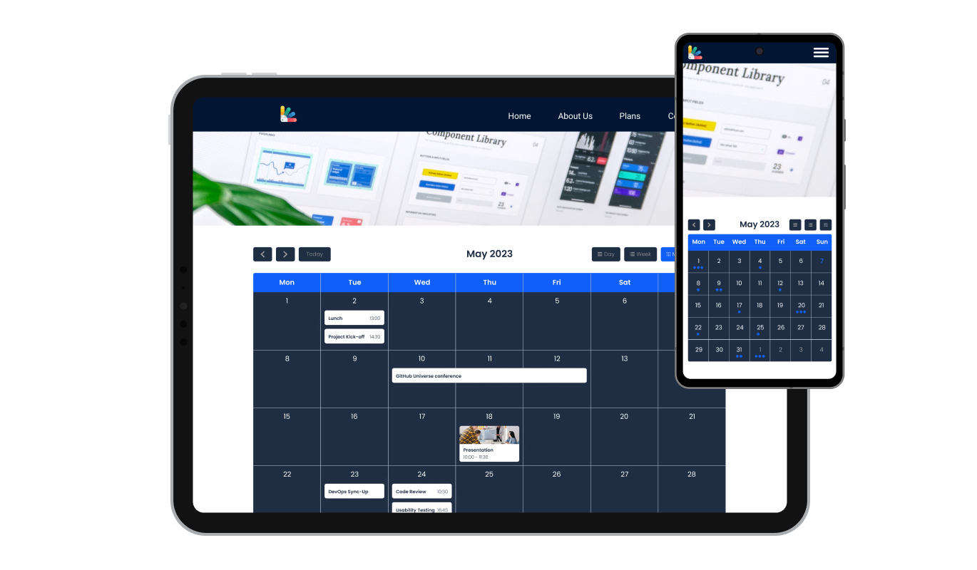 Calendar - Go Mobile with Yola's Fully Responsive Calendar app
