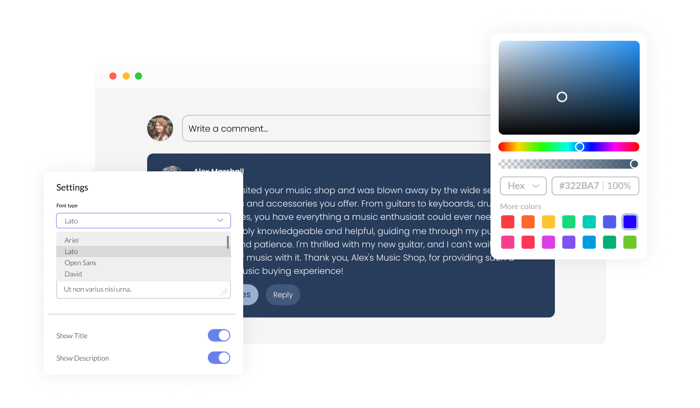 Comments - Personalize Your Yola with the Fully Customizable Comments app