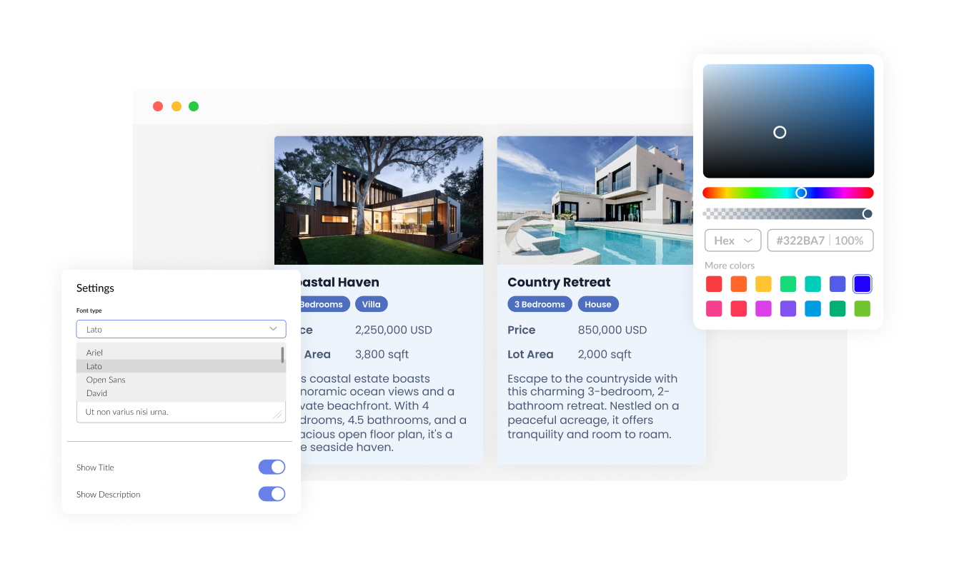 Real Estate Listings - Fully customizable Shopify Real estate listings design
