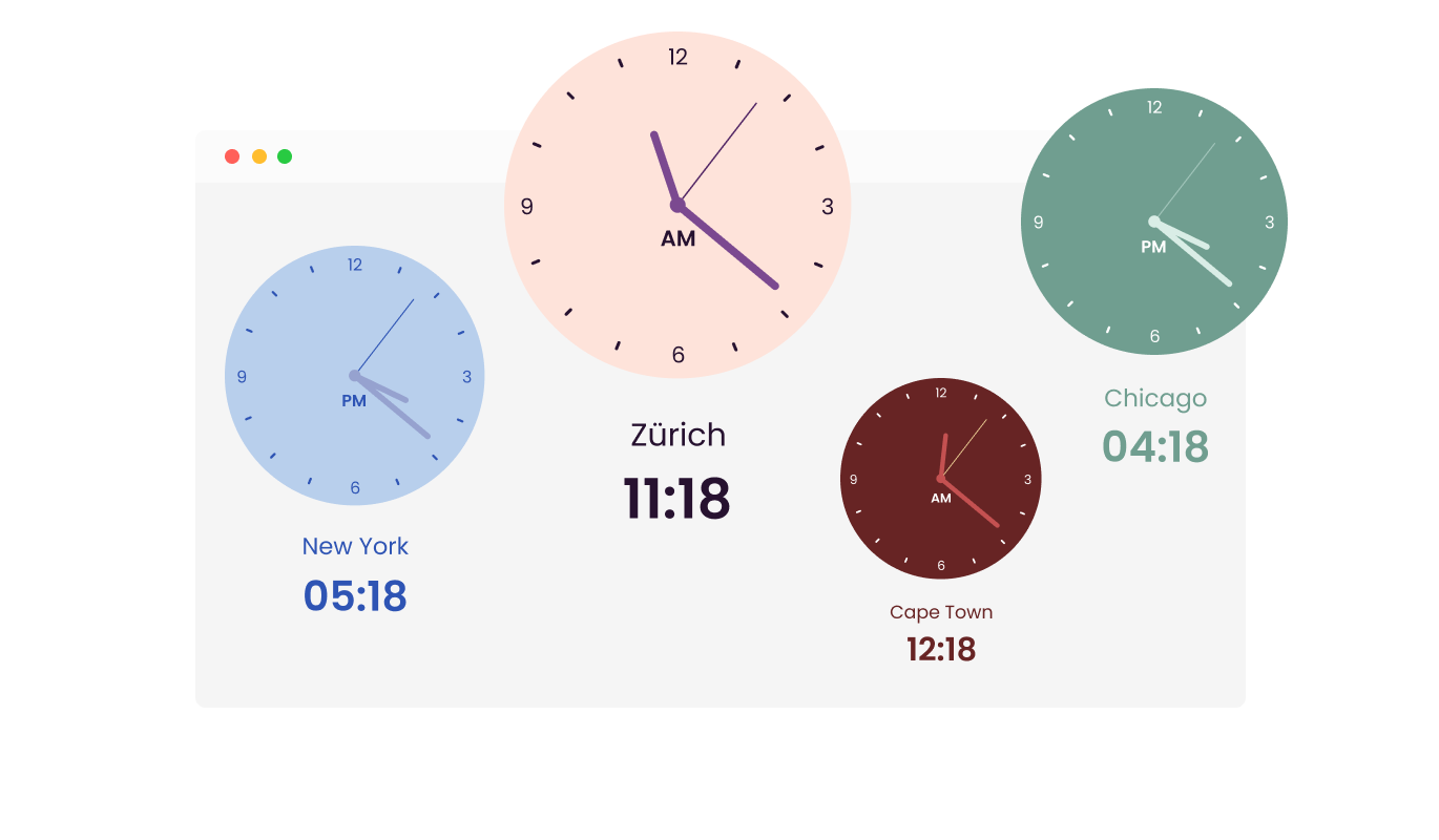 World Clock - Select from Multiple design skins