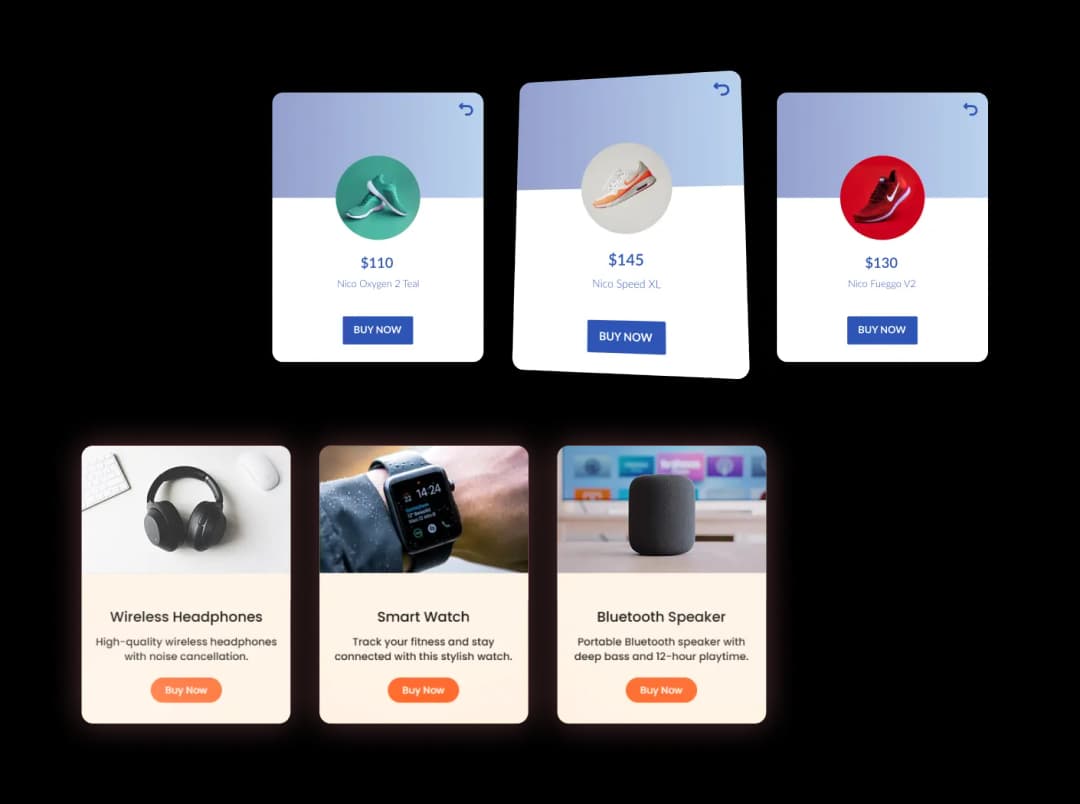 3D Cards widget preview