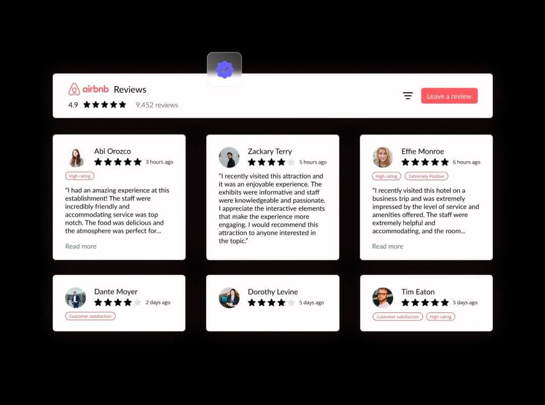 Airbnb Reviews widget preview