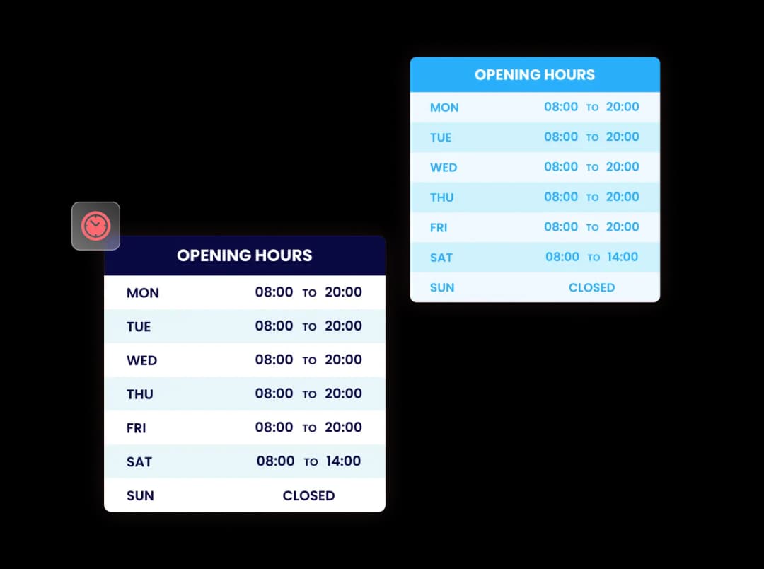 Opening Hours widget preview
