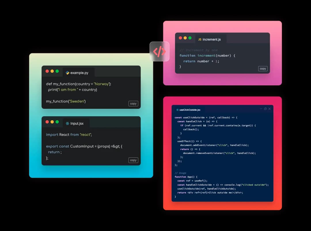 Code Snippets widget preview