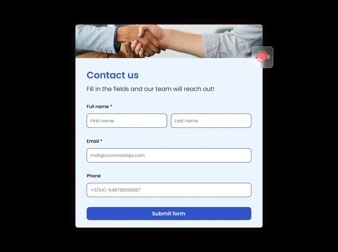 Contact Form widget preview