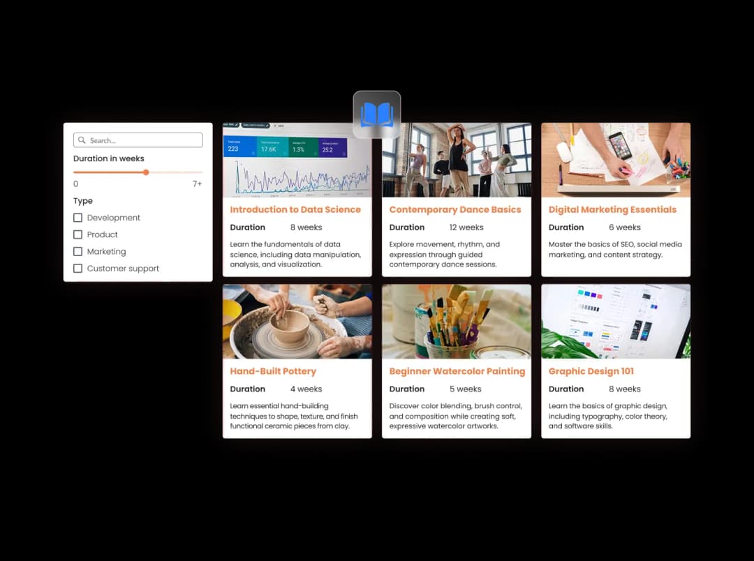 Course Listings widget preview