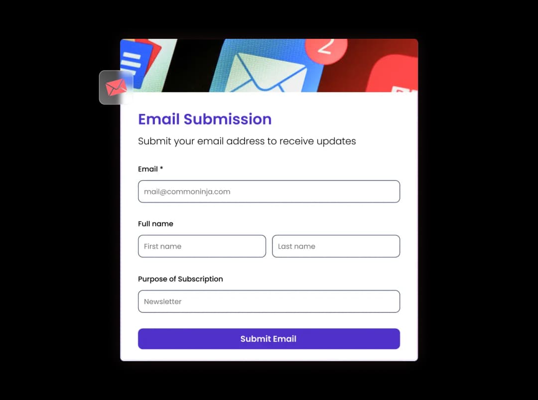 Email Subscription Form widget preview