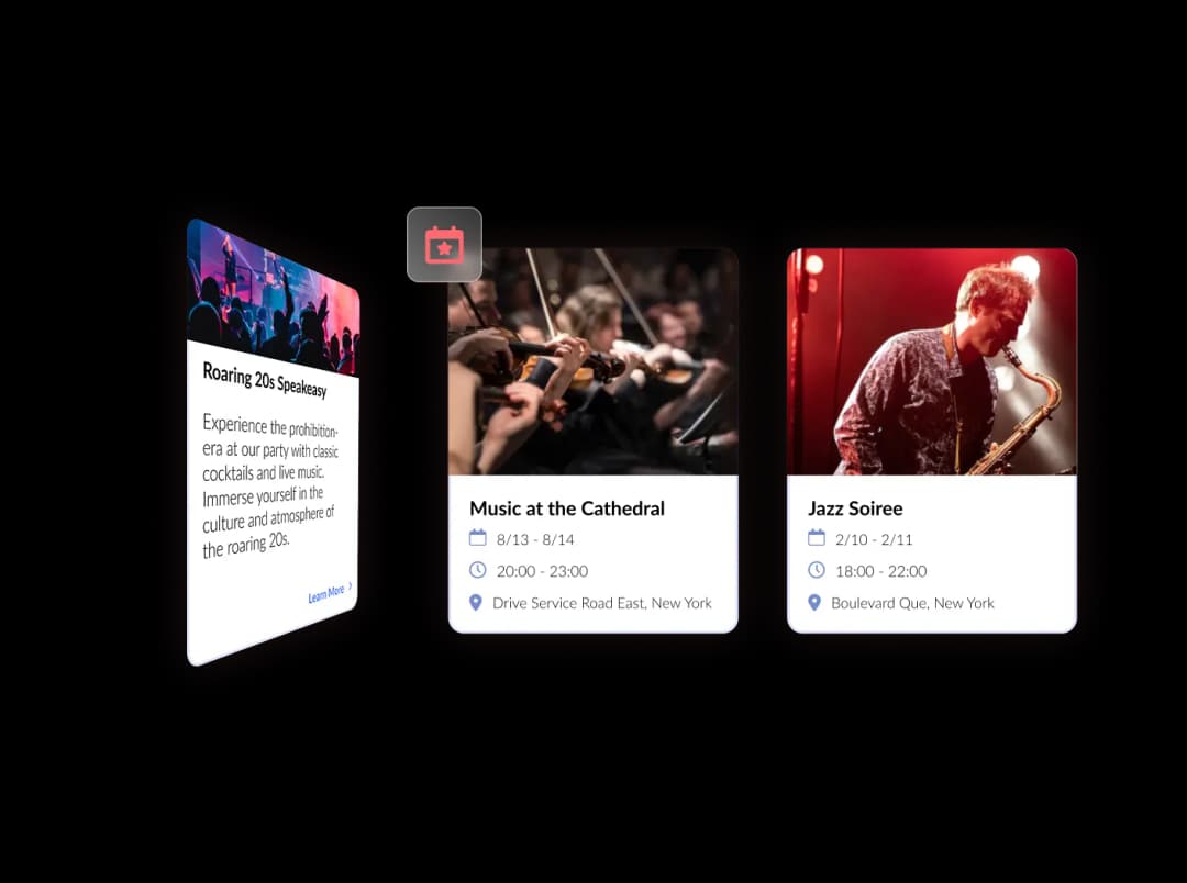 Event Flip Cards widget preview