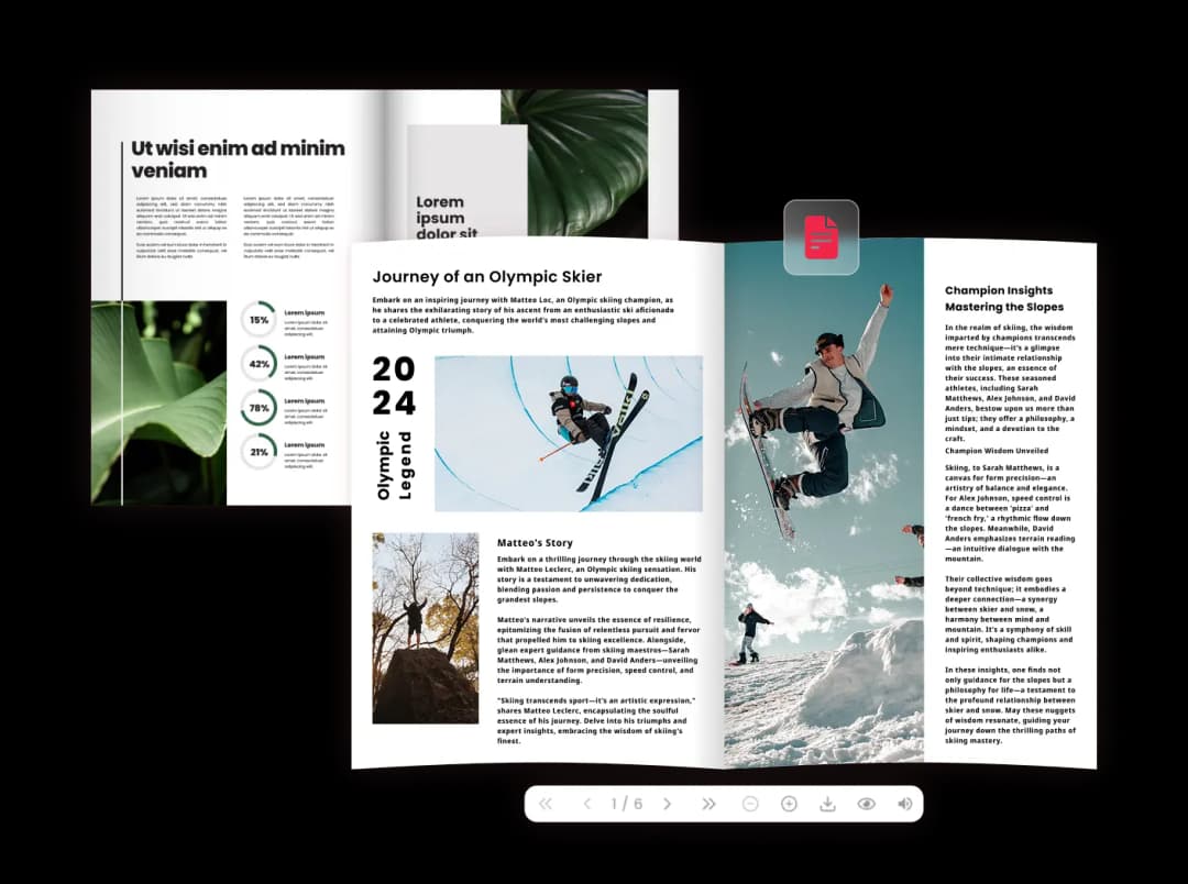 PDF Flipbook widget preview