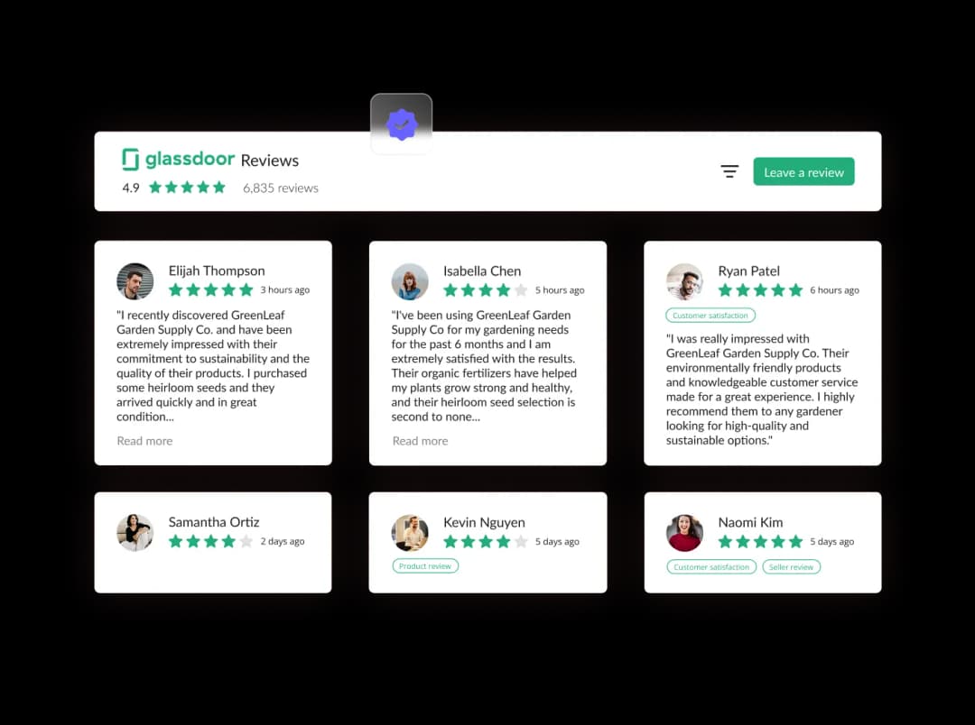 Glassdoor Reviews widget preview