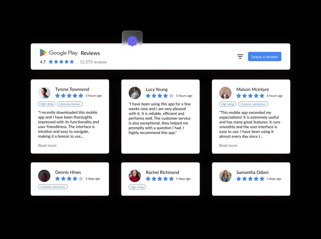 Google Play Reviews widget preview