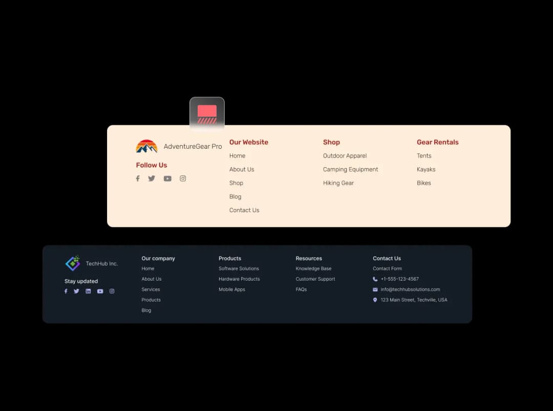 Mega Footer widget preview