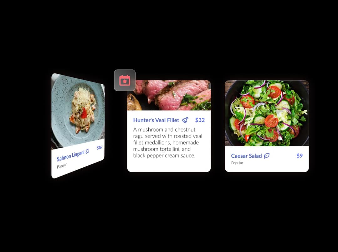 Restaurant Menu Flip Cards widget preview