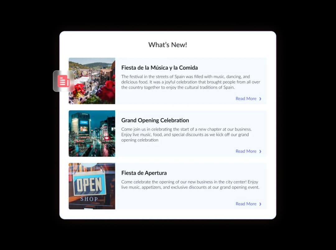 What's New Popup widget preview