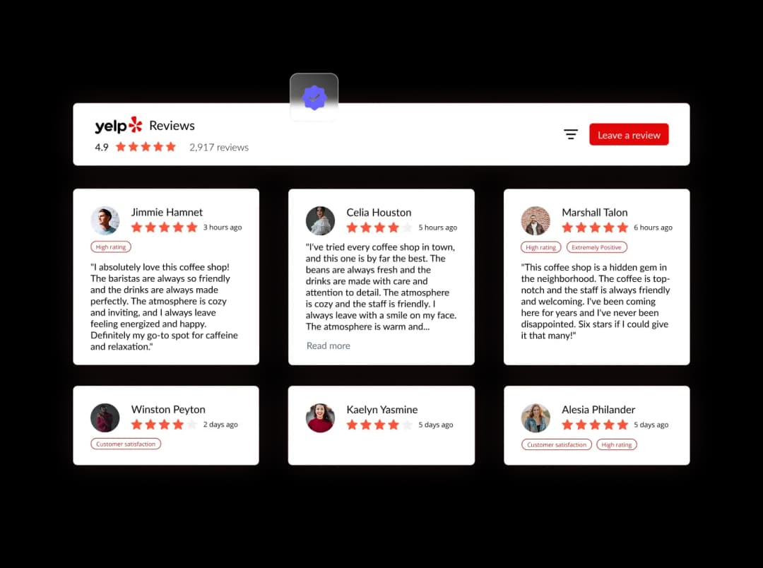 Yelp Reviews widget preview