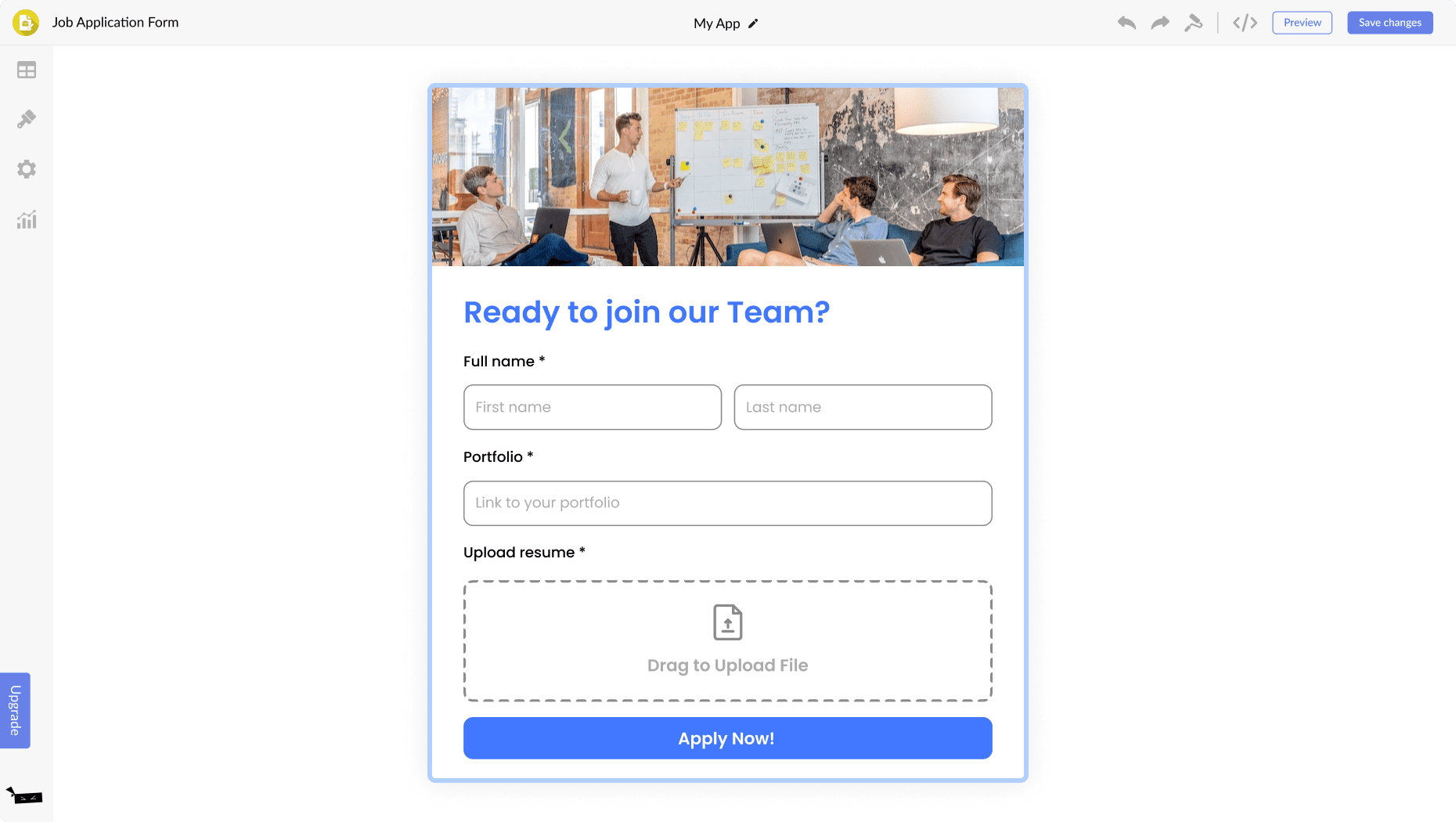 Job Application Form for Ycode