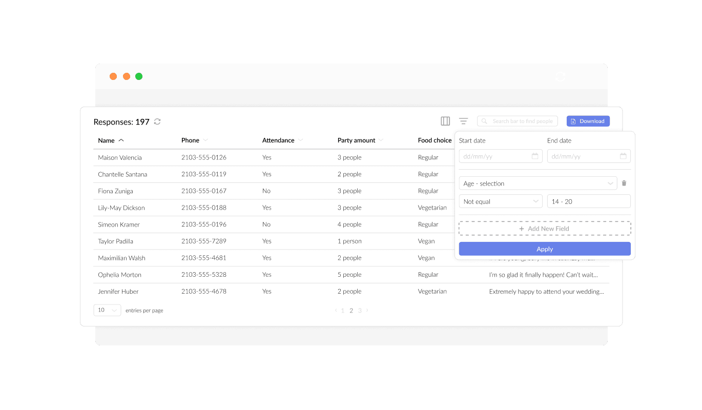 RSVP Form - Efficient Guest RSVP Data Management with Oxygen Builder