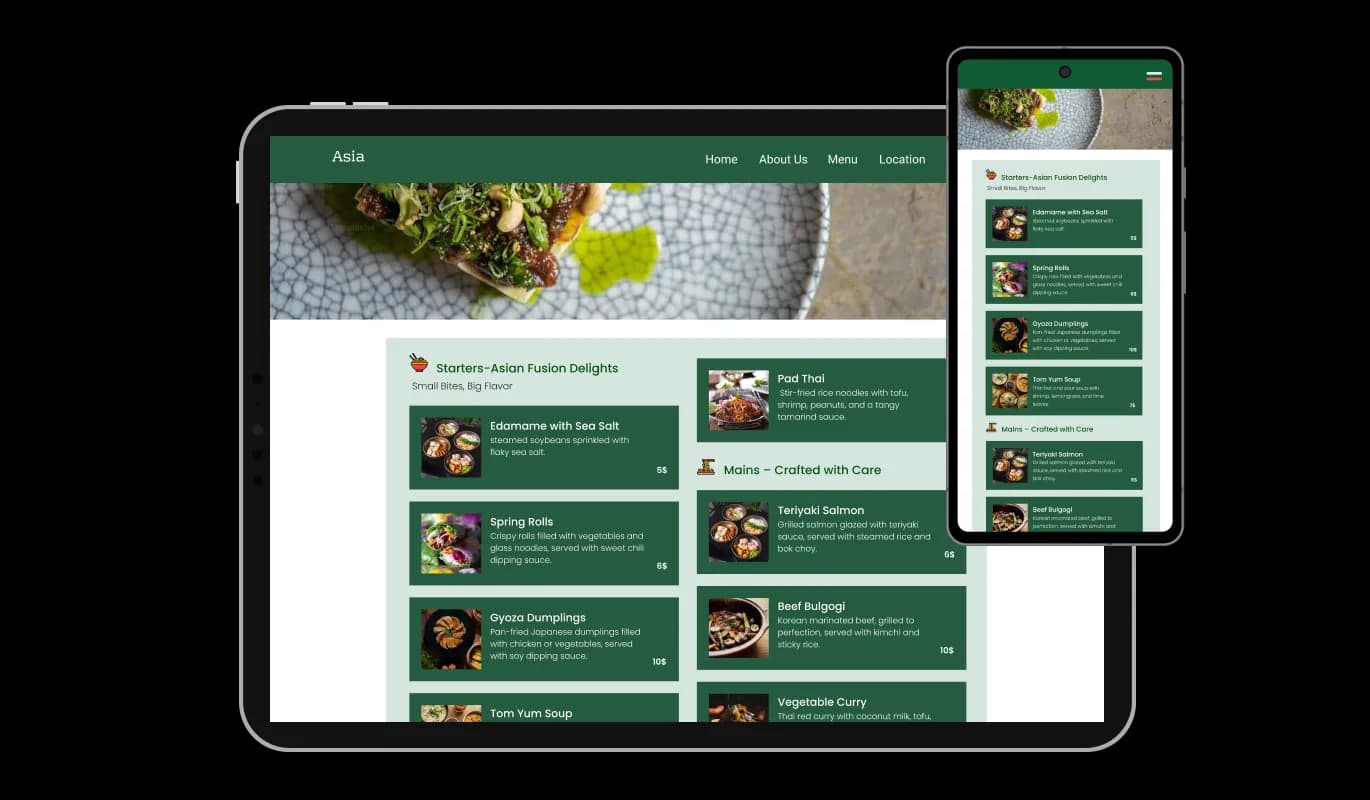 Restaurant Menu - Fully Responsive Design for All Devices