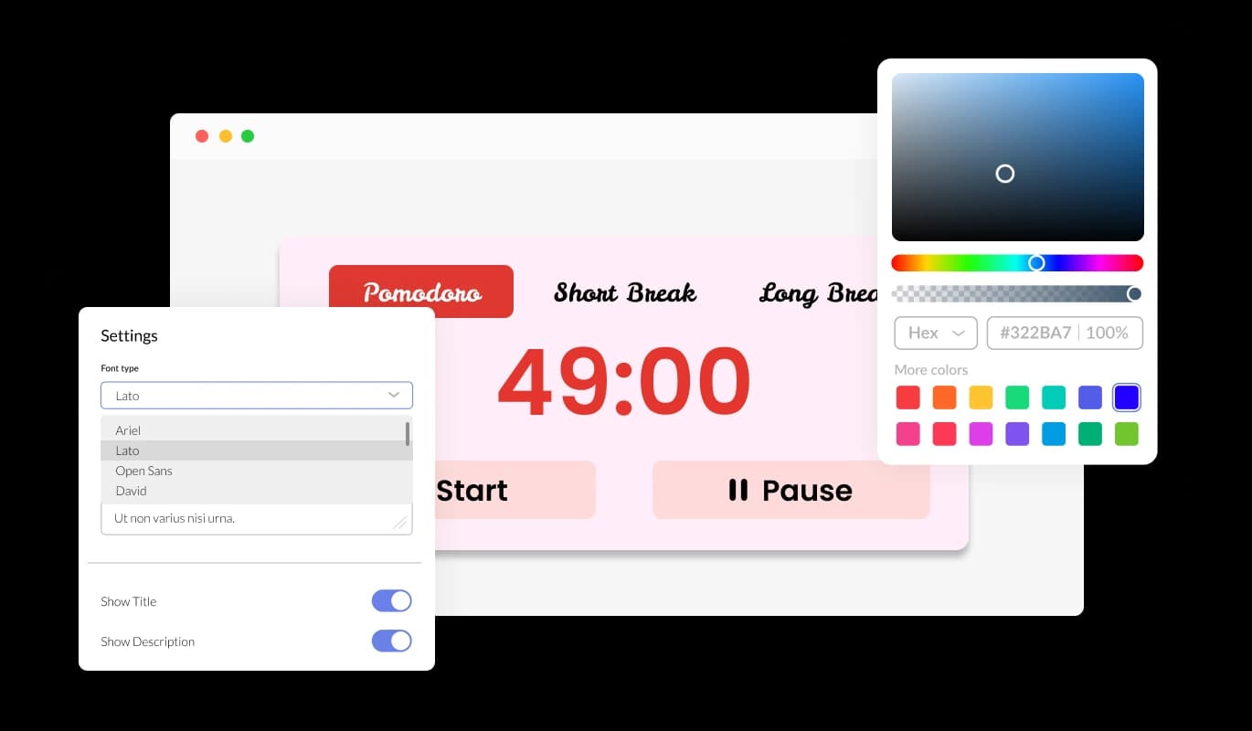 Pomodoro Timer - Fully Customizable Pomodoro Widget