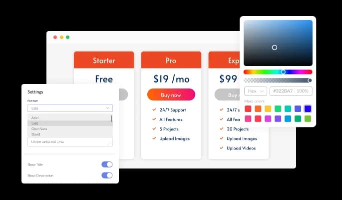 Pricing Tables - Totally customizable integration