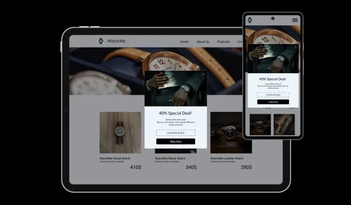 Coupon Popup - Fully Responsive Design for your Commerce Vision website