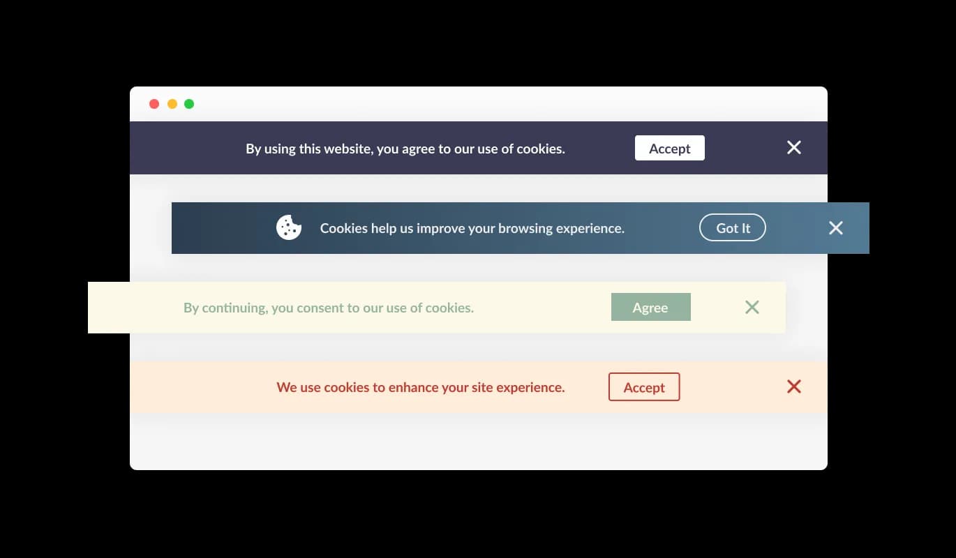 Cookies Consent Bar - Selection of Webflow Consent Bar Skins