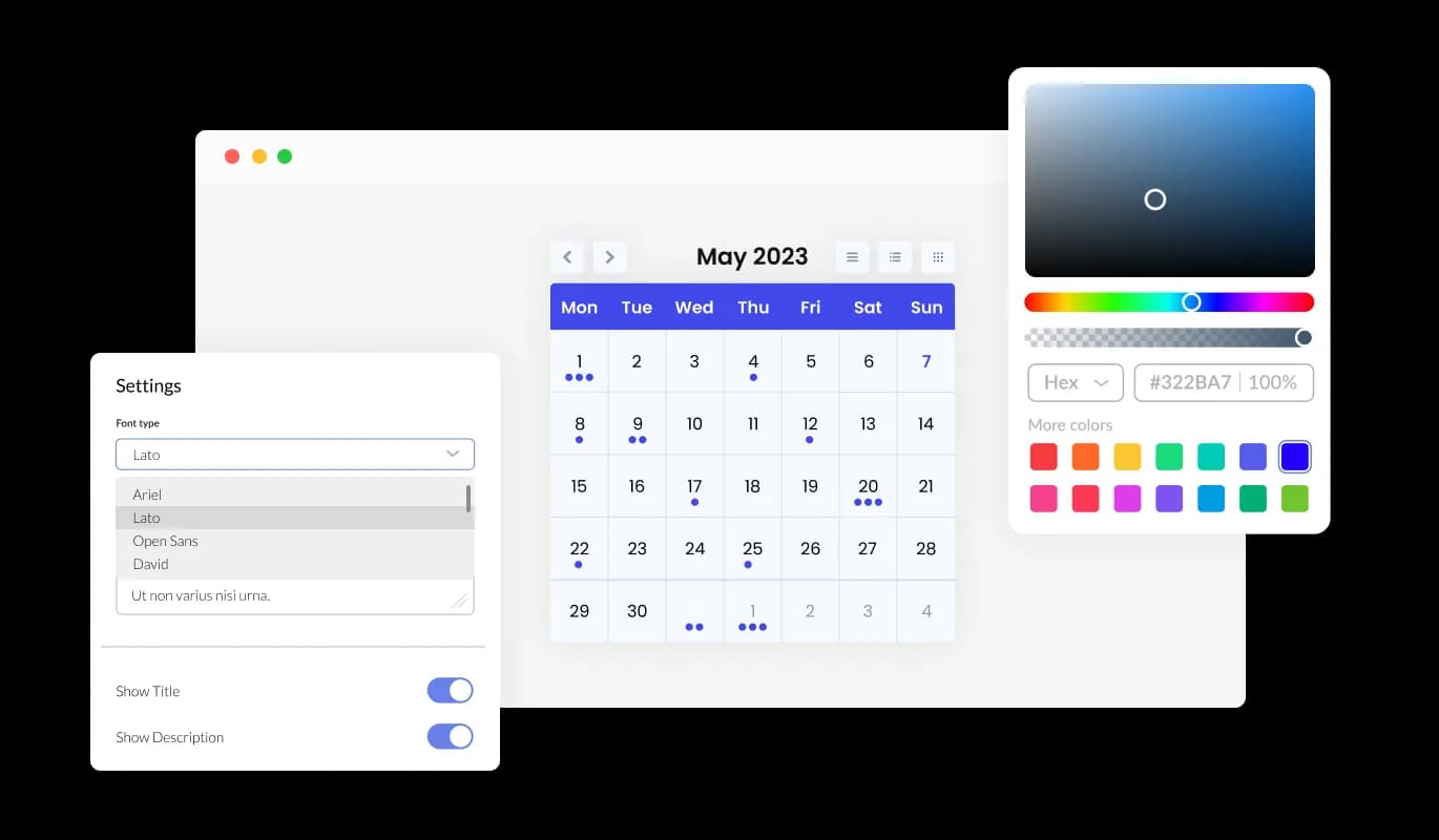 Calendar - Tailor-Made Experience with Weebly Calendar app