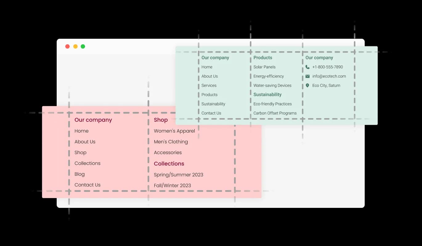 Mega Footer - Structured Layout with Multiple Columns