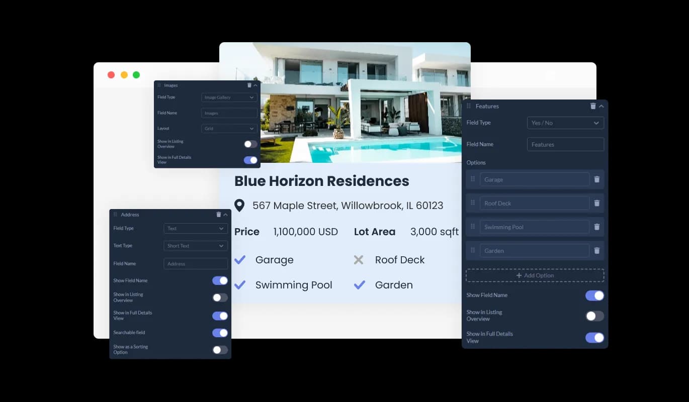 Real Estate Listings - Flexible Custom Fields