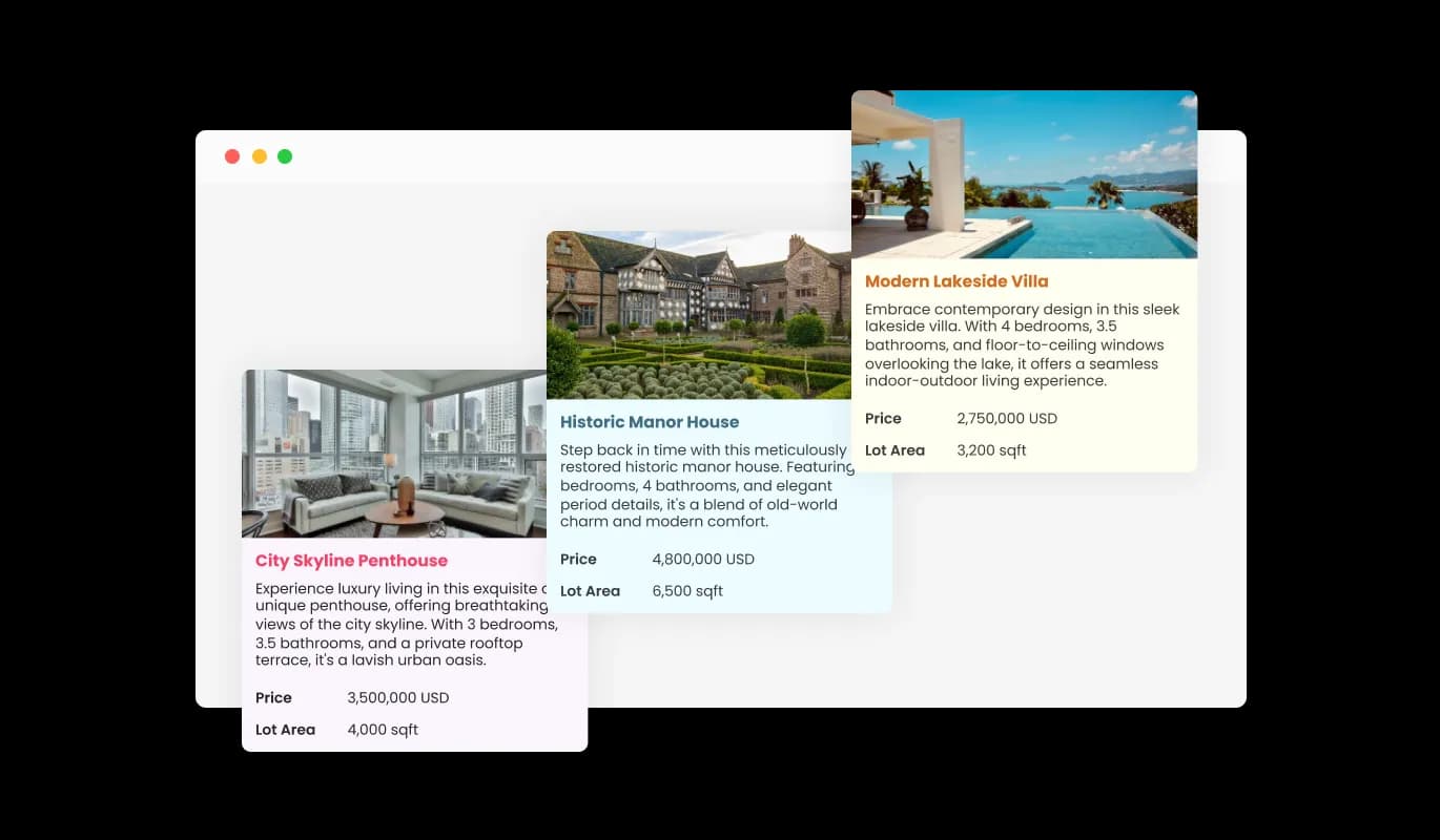 Real Estate Listings - Select from multiple design skins