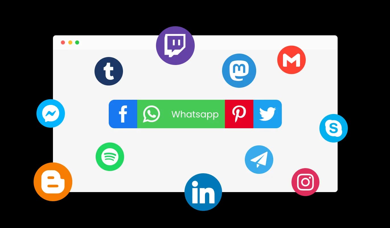 Social Share Buttons - Broad Selection of Social Media Platforms with Sharing Buttons