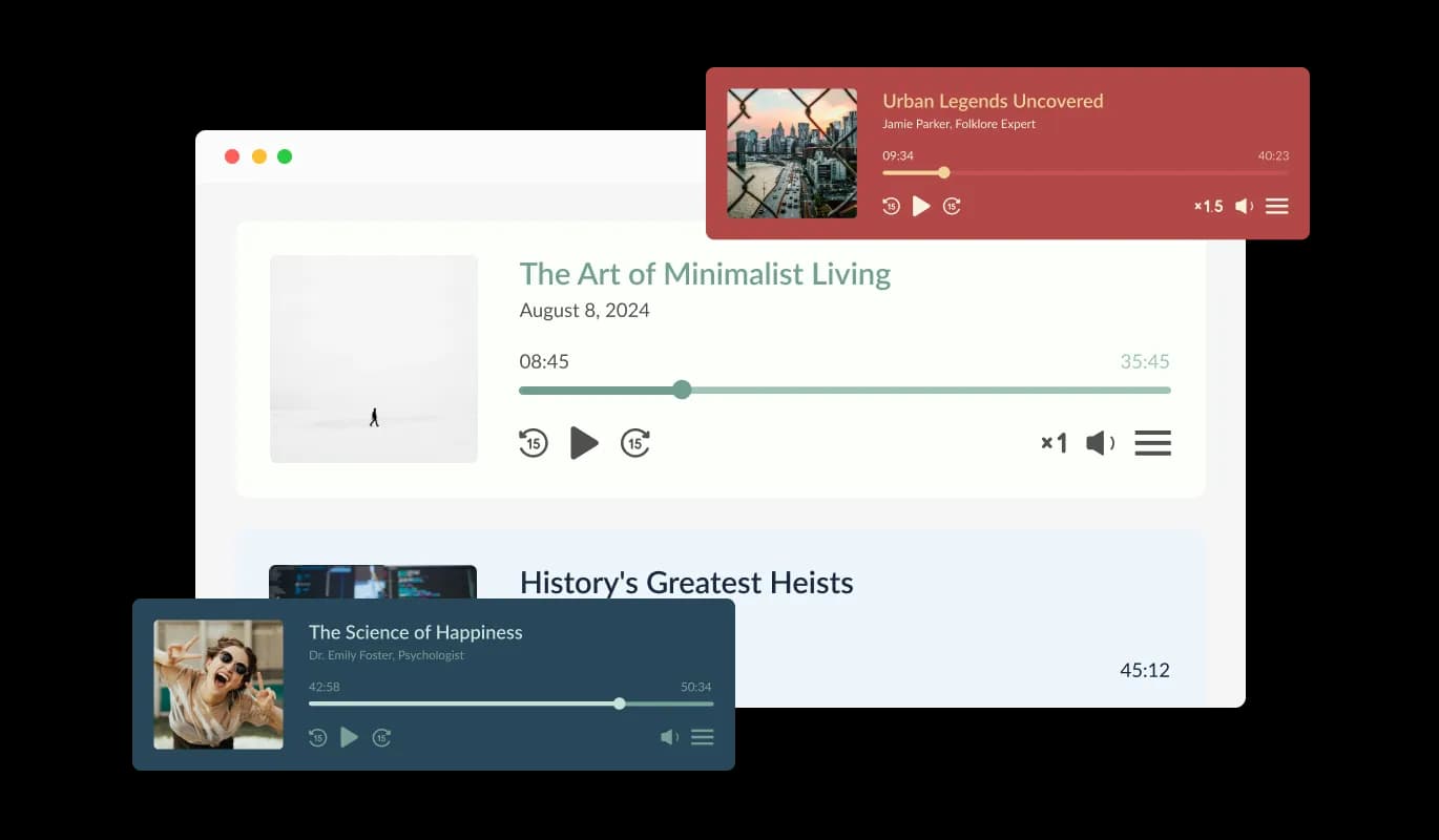 Podcast Player - Select from Multiple Podcast Player Design Skins