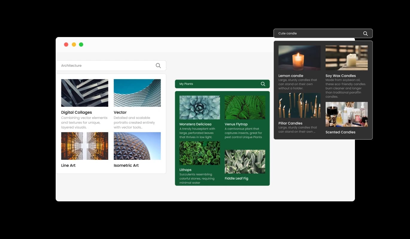 Website Search - Select from Multiple website Search widget Design Skins