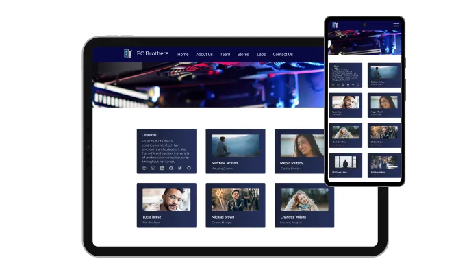 Team Member Flip Cards - Fully Responsive