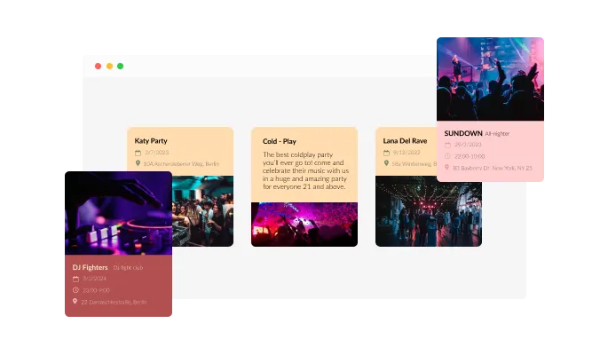 Event Flip Cards - A selection of colorful skins