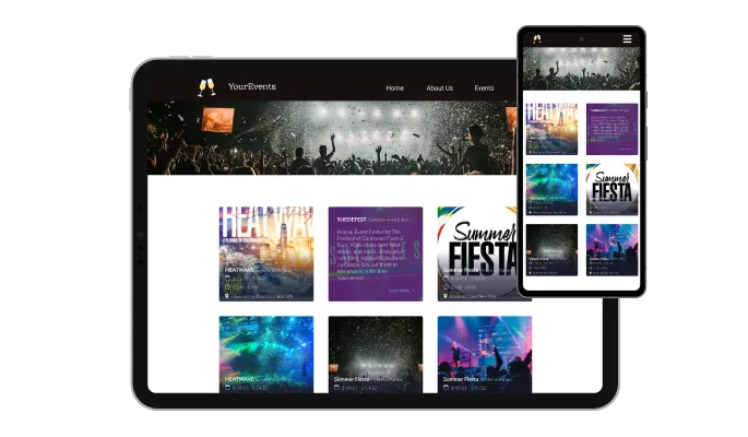 Event Flip Cards - Responsive Design